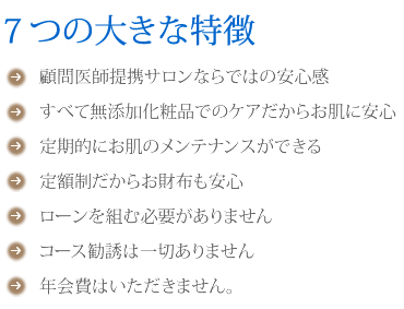 下松市のフェイシャルエステ(定額)の特徴