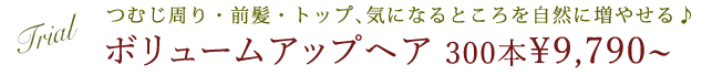 下松市の美肌専門エステ「サロンドカイ」トライアルつむじ周り・前髪・トップ、気になるところを自然に増やせる♩ボリュームアップヘア 300本9790円から